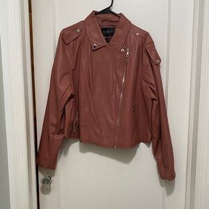 Eloquii Women's vegan Leather Jacket in Warm mauve